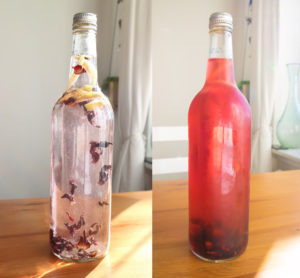Cold Brew Hibiscus Tea by Salad or Chips